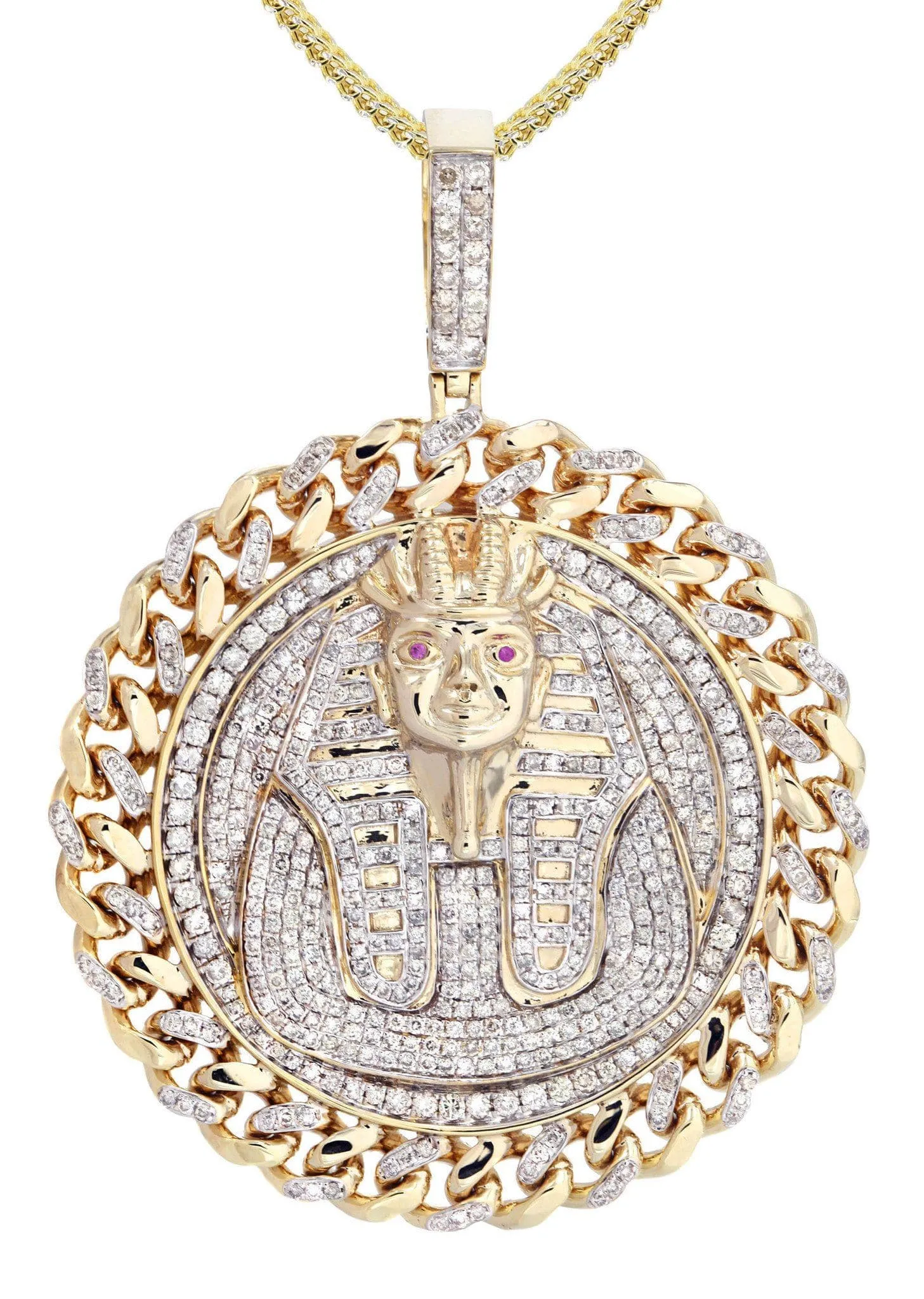 10K Yellow Gold Pharaoh Diamond Necklace  | 4.44 Carats