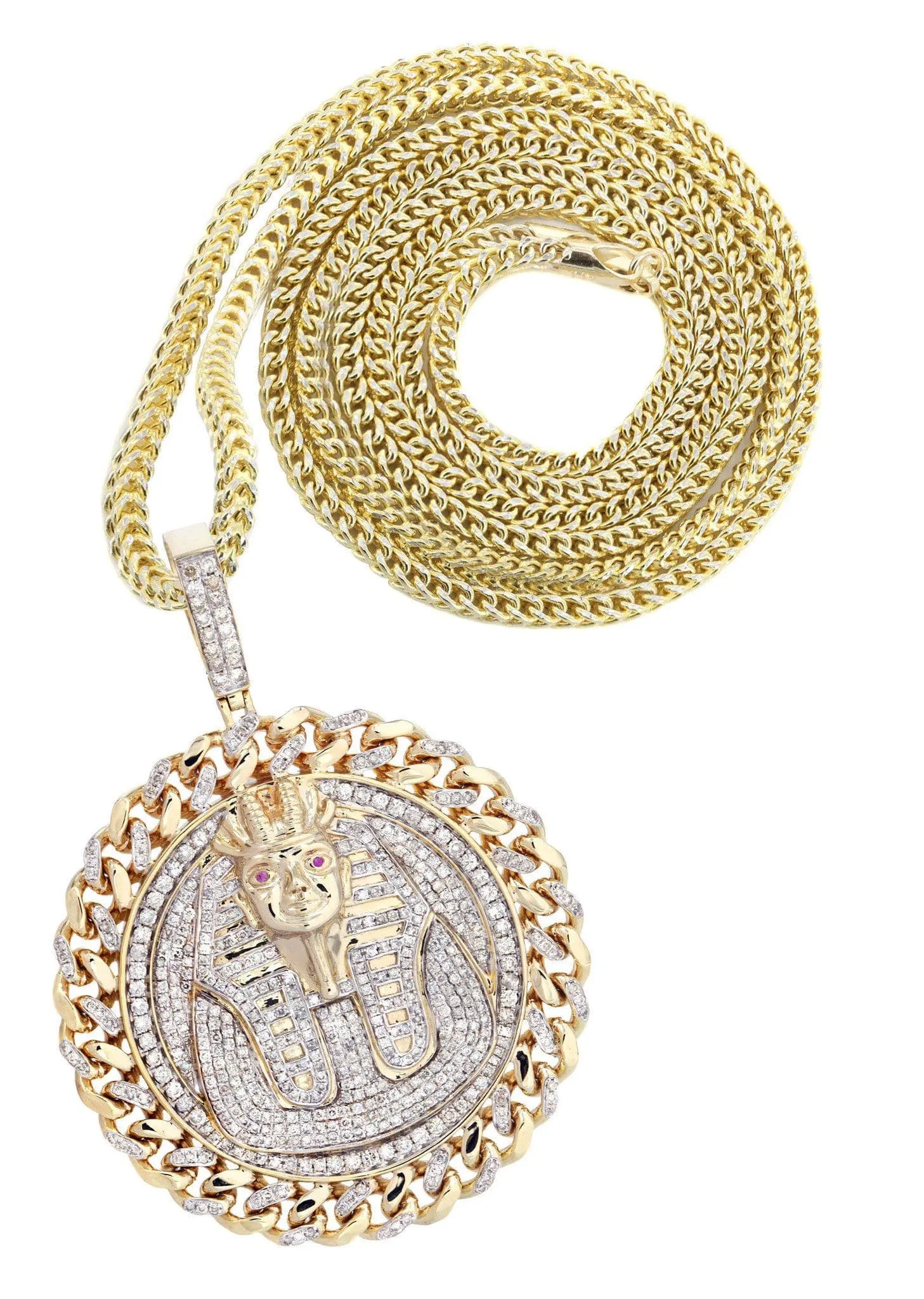 10K Yellow Gold Pharaoh Diamond Necklace  | 4.44 Carats