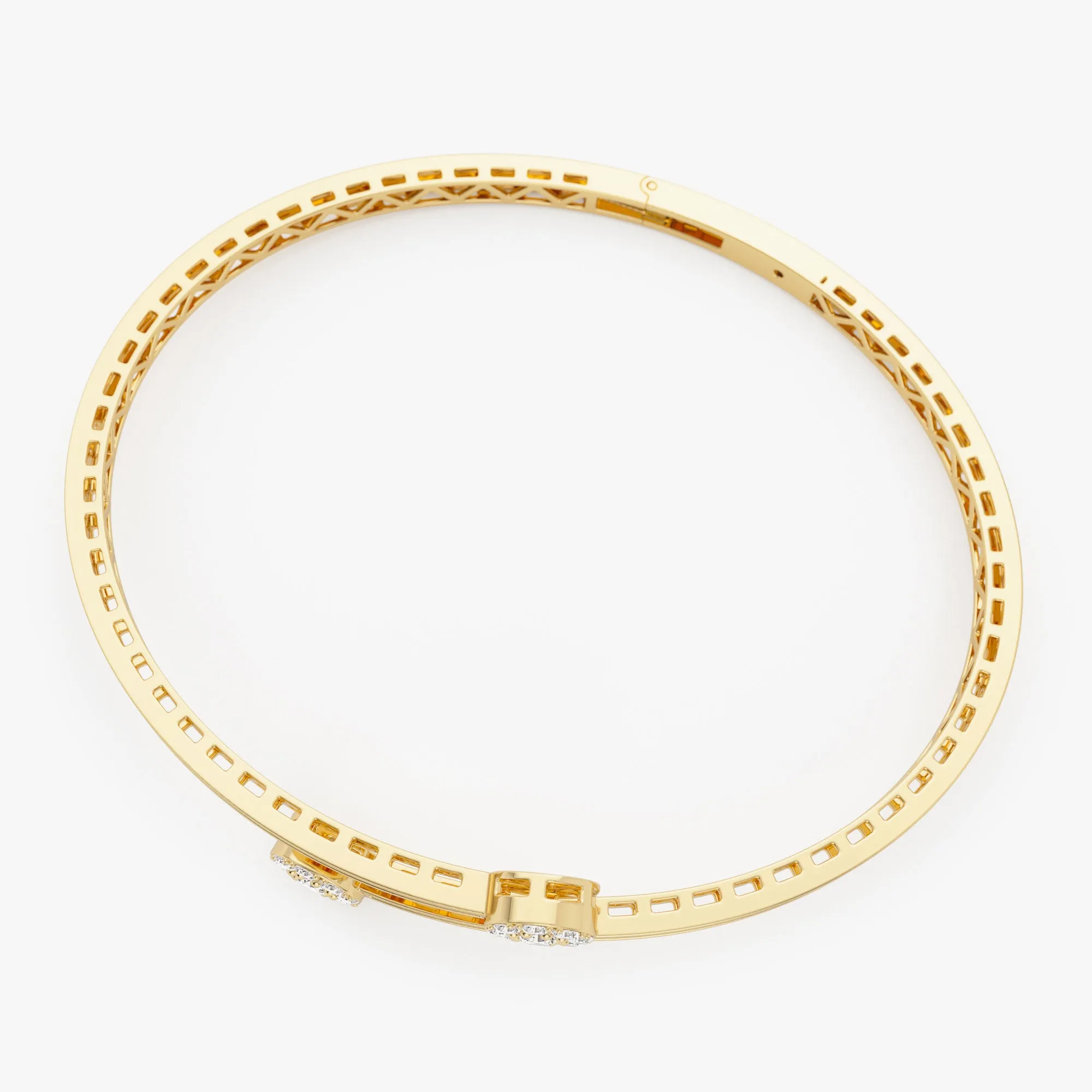 14k Gold Cross Over Diamond Bangle Bracelet