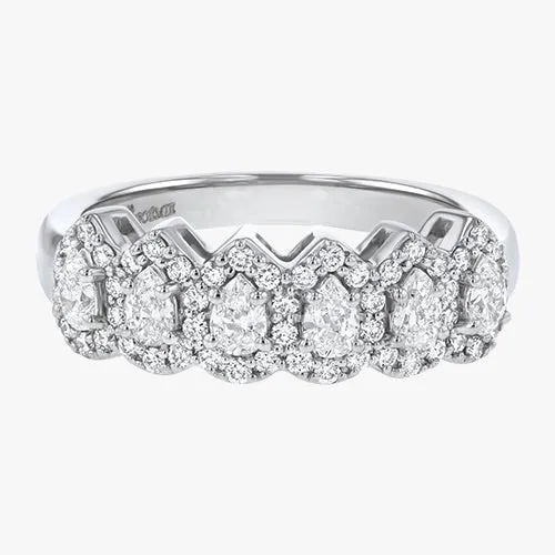 14K H-I/SI Pear Shaped Diamond Halo Ring