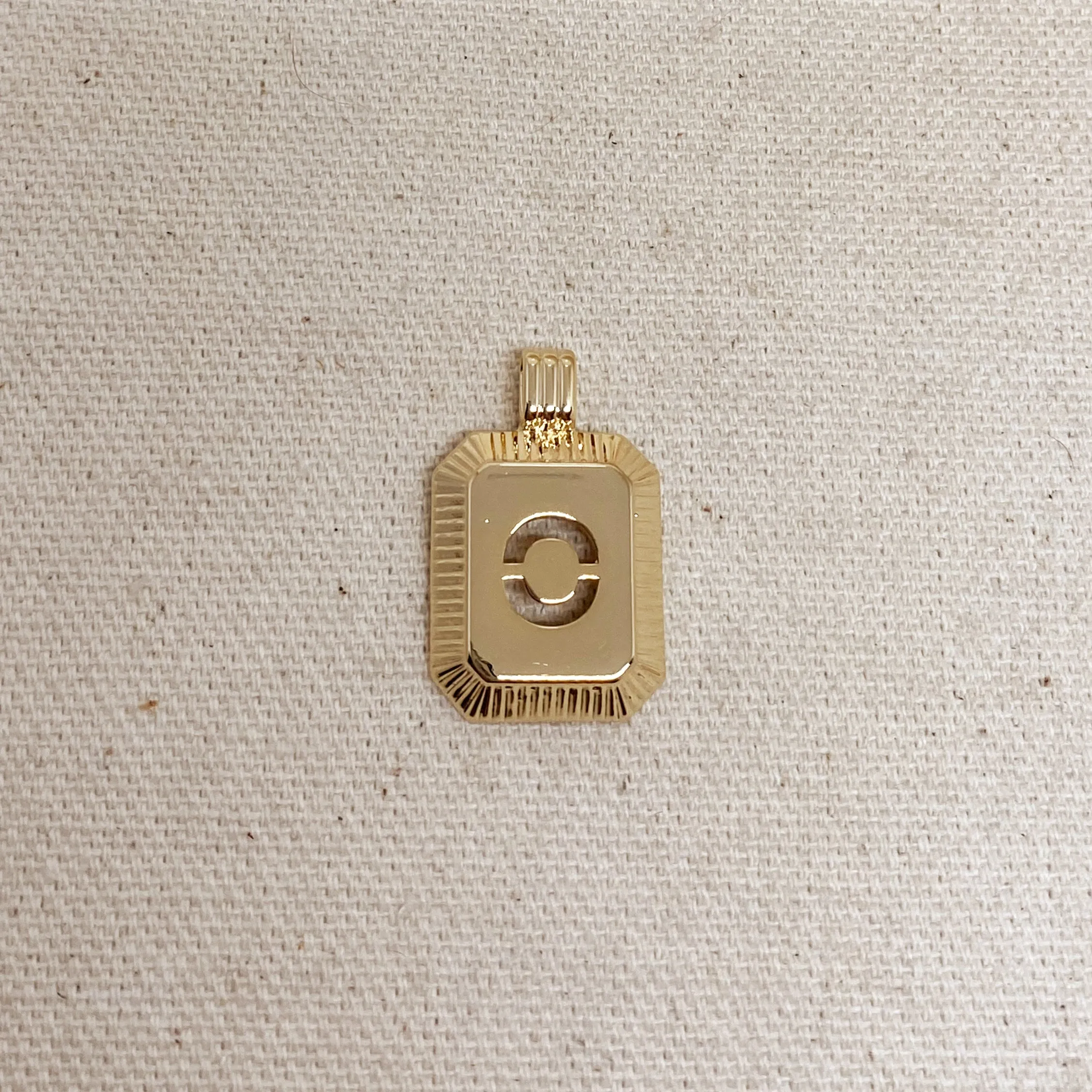 18k Gold Filled Initial Plate Pendant Letter O