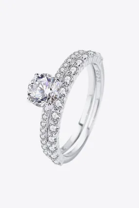 2-Piece 925 Sterling Silver Moissanite Ring