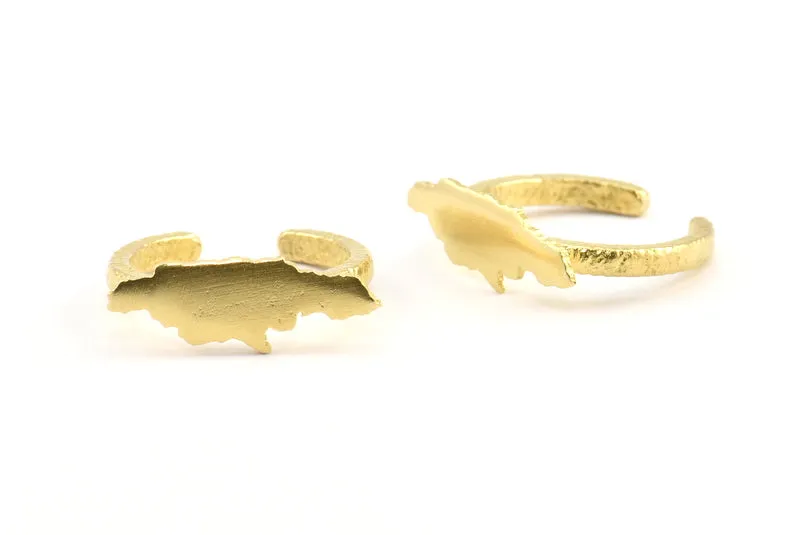 2 Raw Brass Adjustable Jamaica Ring Setting (22x8mm) U138