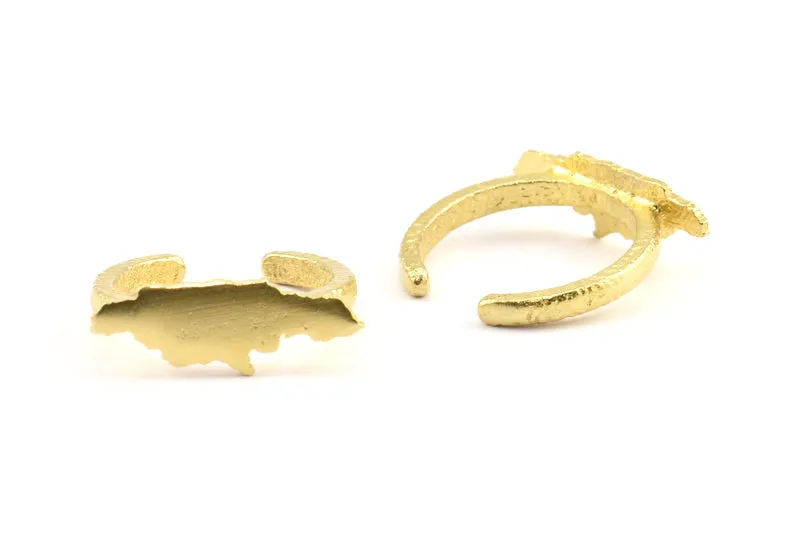 2 Raw Brass Adjustable Jamaica Ring Setting (22x8mm) U138