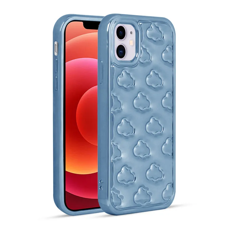 3D Cute Cloud Pattern Back Cover for Apple iPhone 12