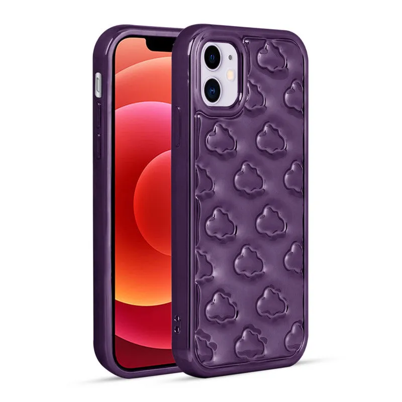 3D Cute Cloud Pattern Back Cover for Apple iPhone 12