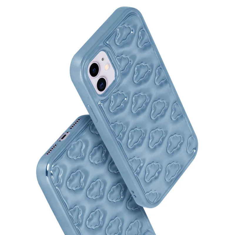 3D Cute Cloud Pattern Back Cover for Apple iPhone 12