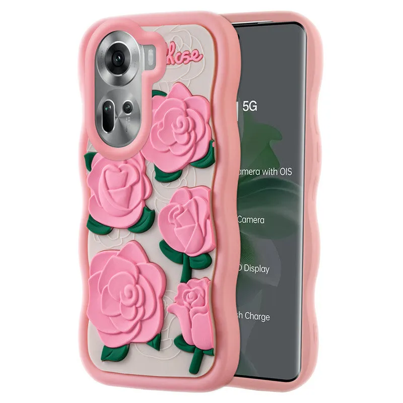 3D Silicone Soft Wave Edges Mobile Back Case For Oppo Reno 11 5G