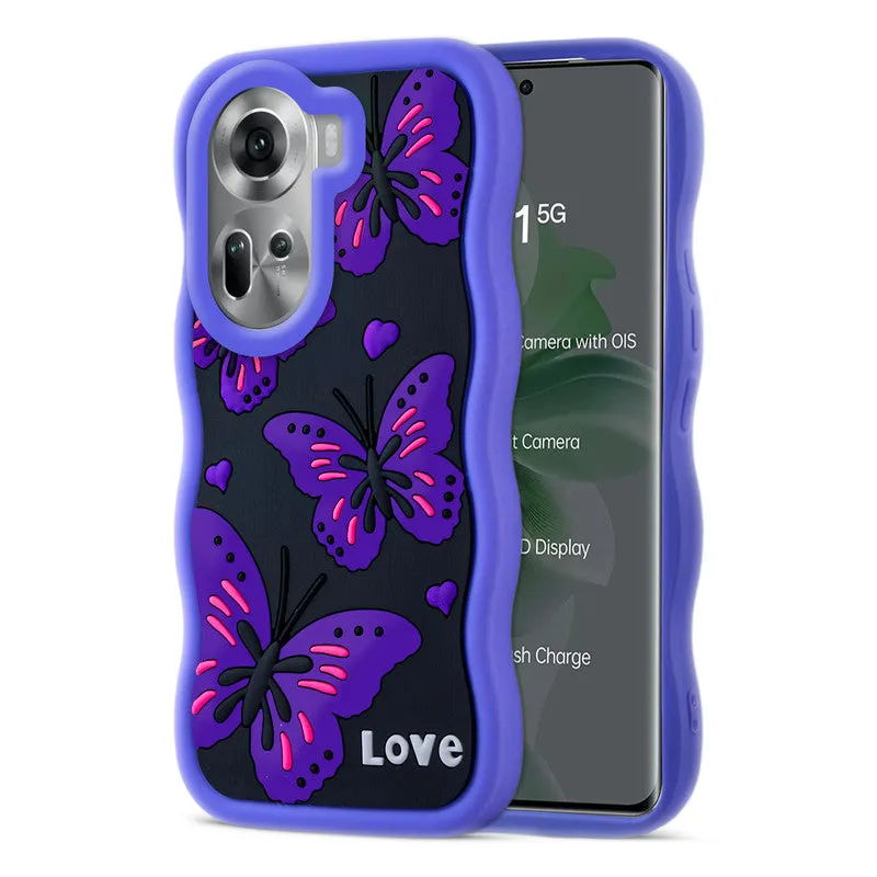 3D Silicone Soft Wave Edges Mobile Back Case For Oppo Reno 11 5G