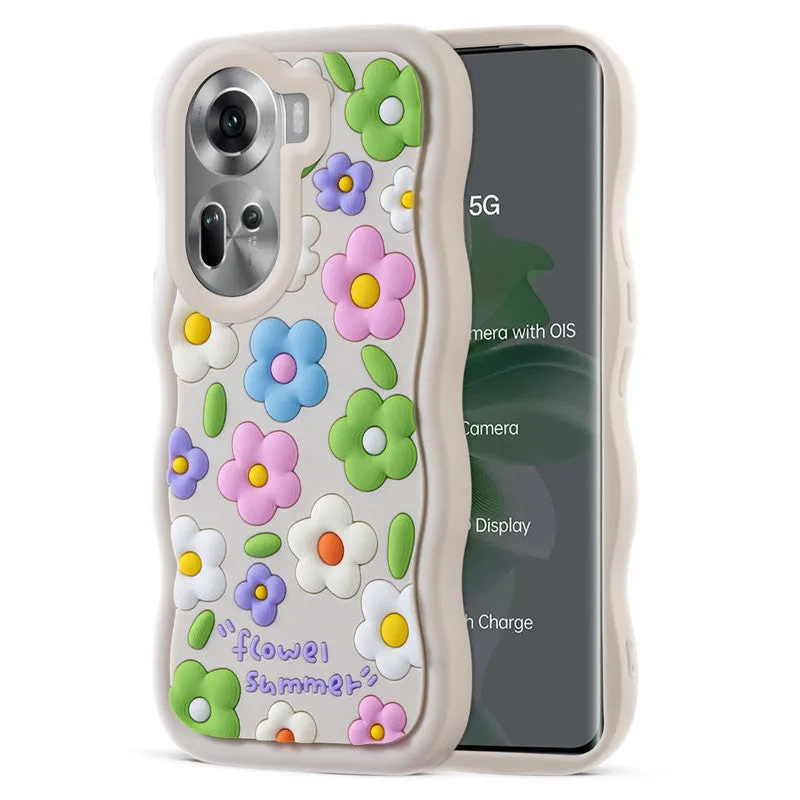 3D Silicone Soft Wave Edges Mobile Back Case For Oppo Reno 11 5G