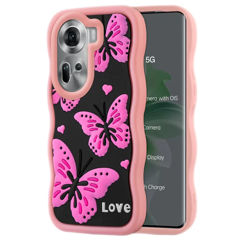 3D Silicone Soft Wave Edges Mobile Back Case For Oppo Reno 11 5G