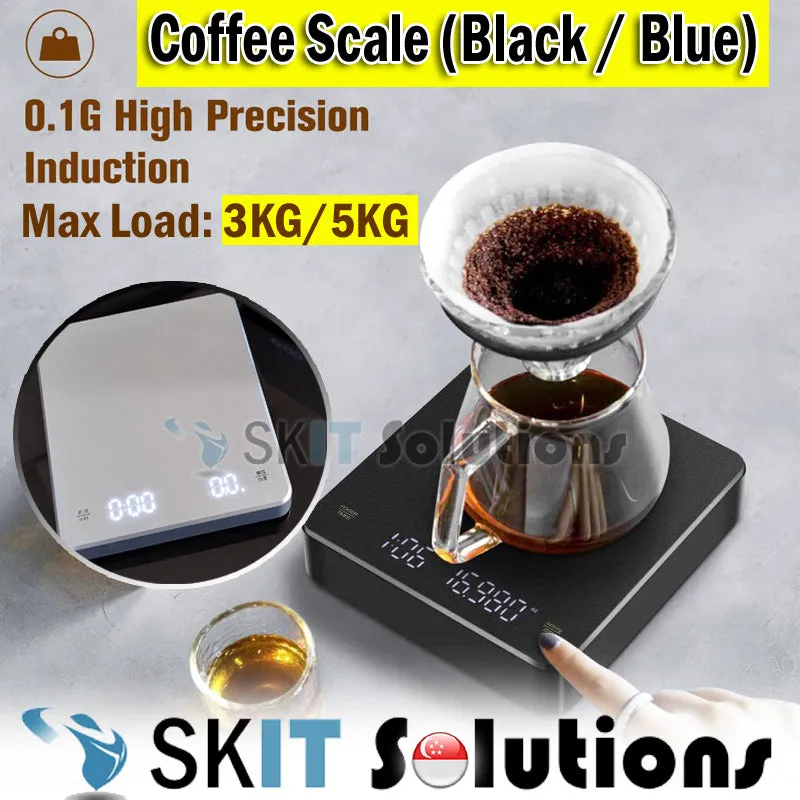 3KG/5KG Coffee Scale Accuracy 0.1g USB Rechargeable Timing LED Display Digital Kitchen Food Weighing Jewelry Cooking