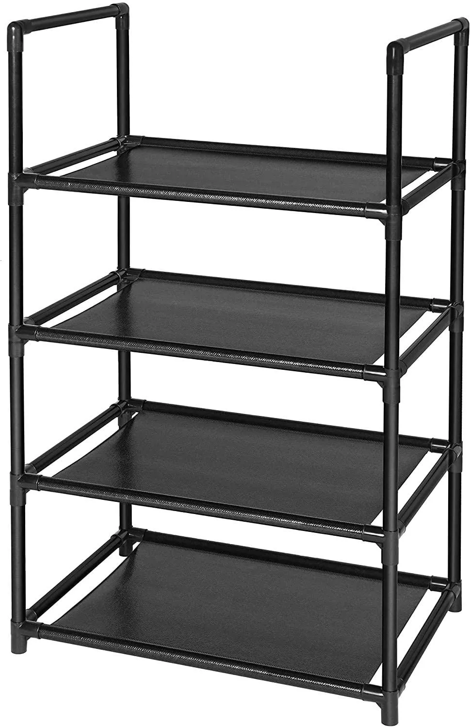 4 or 8 Tiers Black Sturdy Shoe Rack Shelf Non-Woven Fabric Shoe Tower Organizer