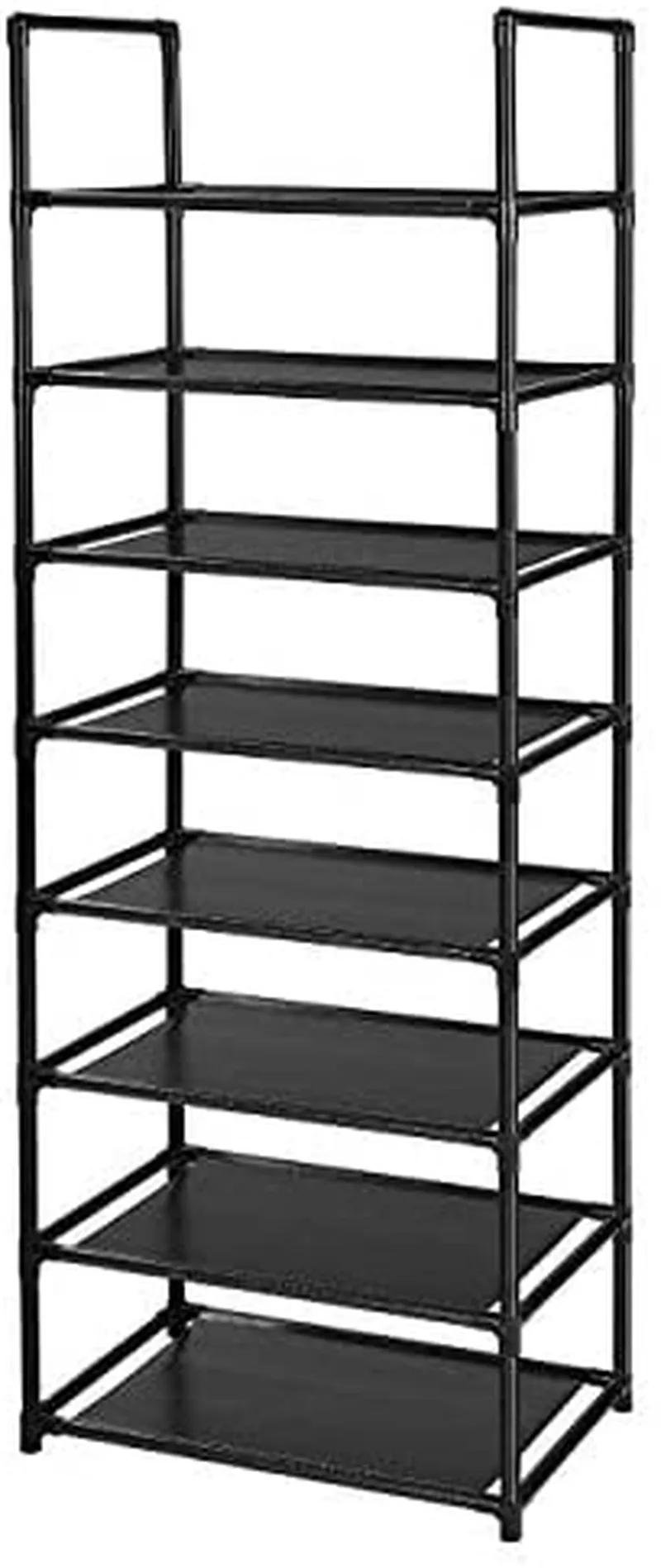 4 or 8 Tiers Black Sturdy Shoe Rack Shelf Non-Woven Fabric Shoe Tower Organizer