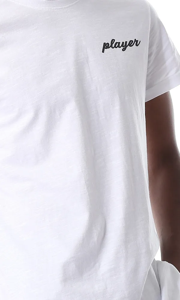 53197 Tremdy Player Printed White Tee