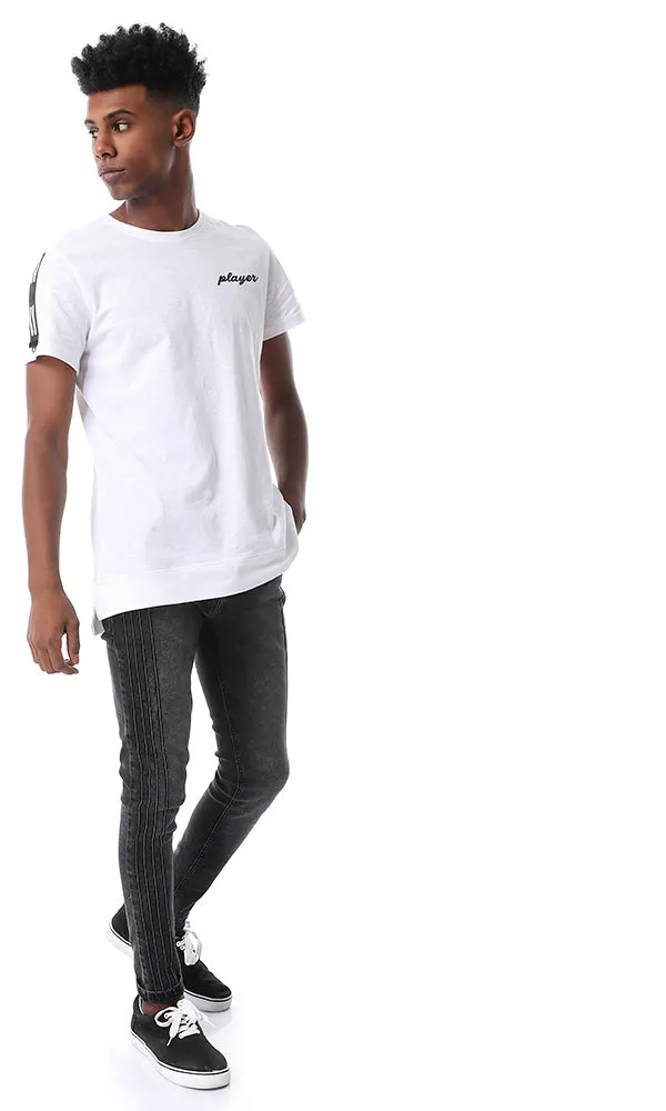 53197 Tremdy Player Printed White Tee