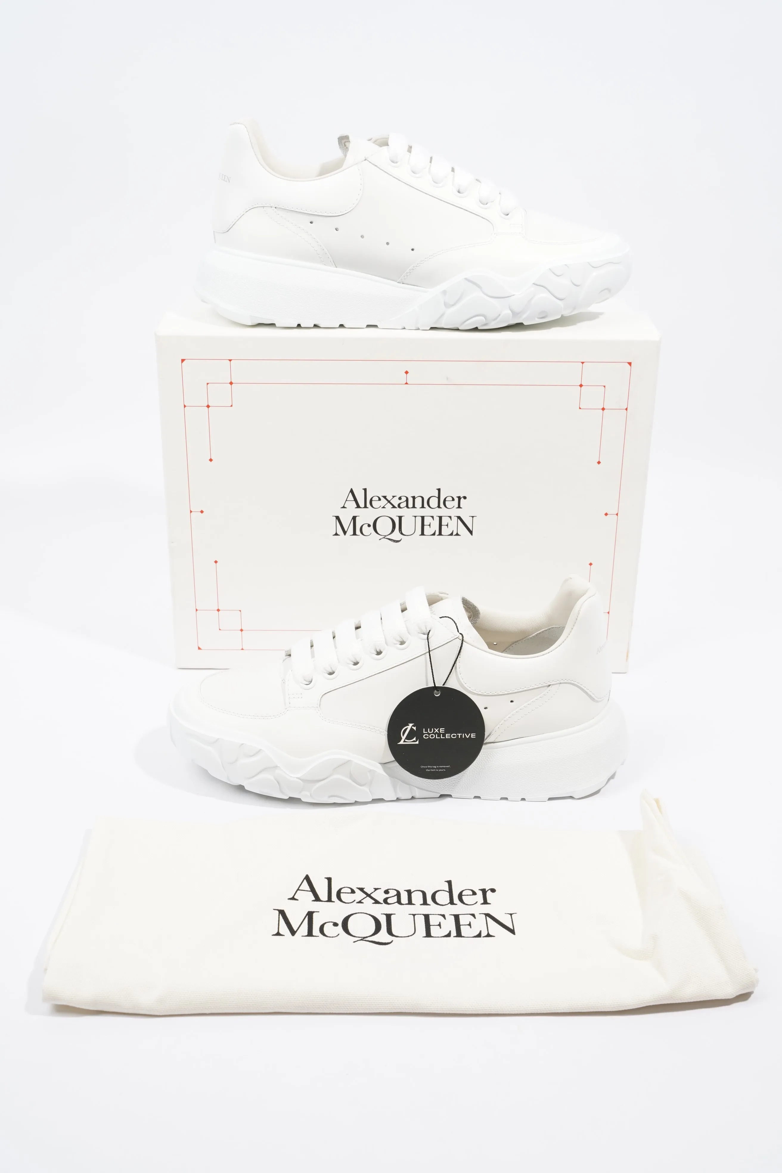 Alexander McQueen Oversized Court Sneaker White Leather EU 39 UK 6