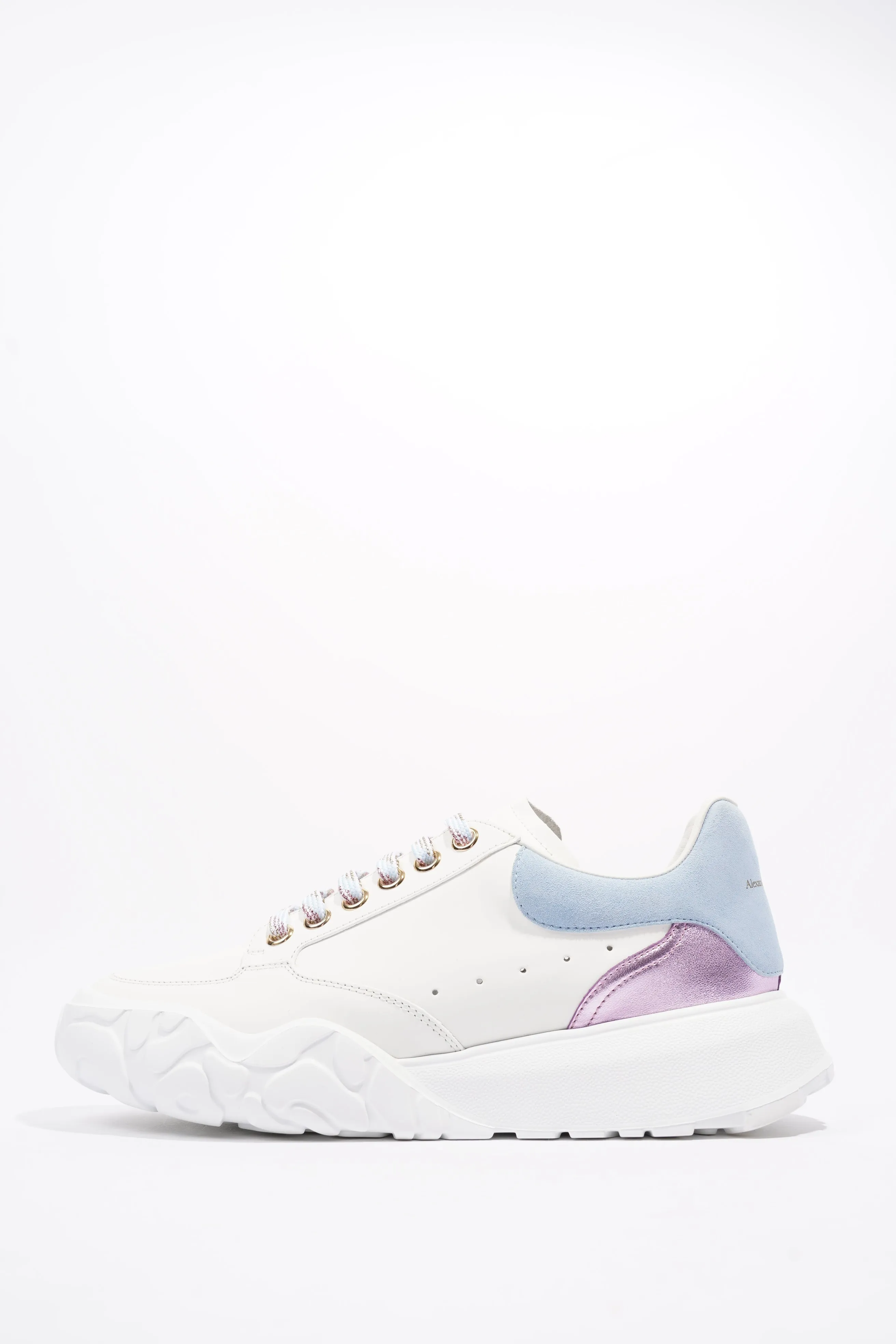 Alexander McQueen Oversized Court Sneaker White / Light Blue / Pink Leather EU 40 UK 7