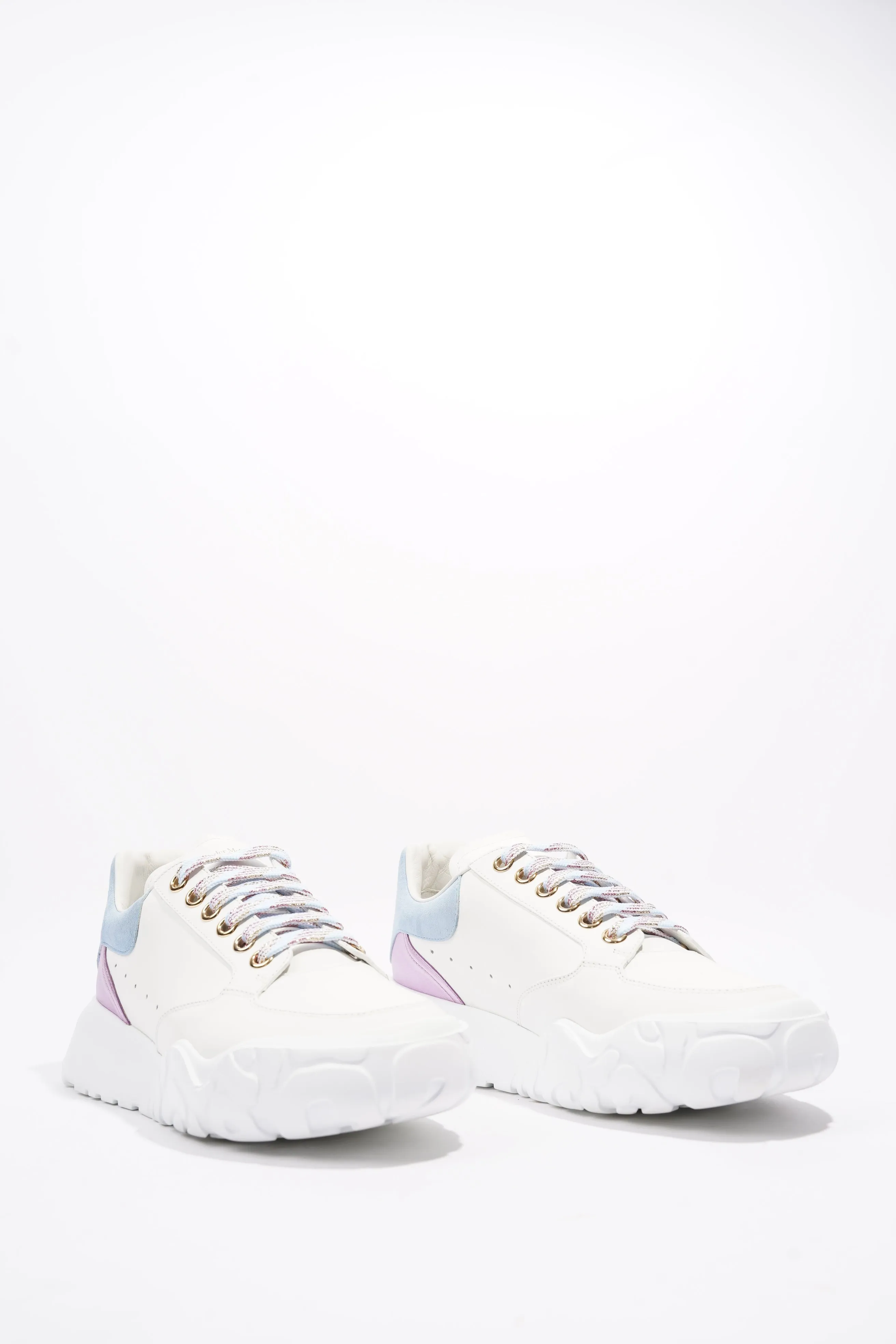 Alexander McQueen Oversized Court Sneaker White / Light Blue / Pink Leather EU 40 UK 7