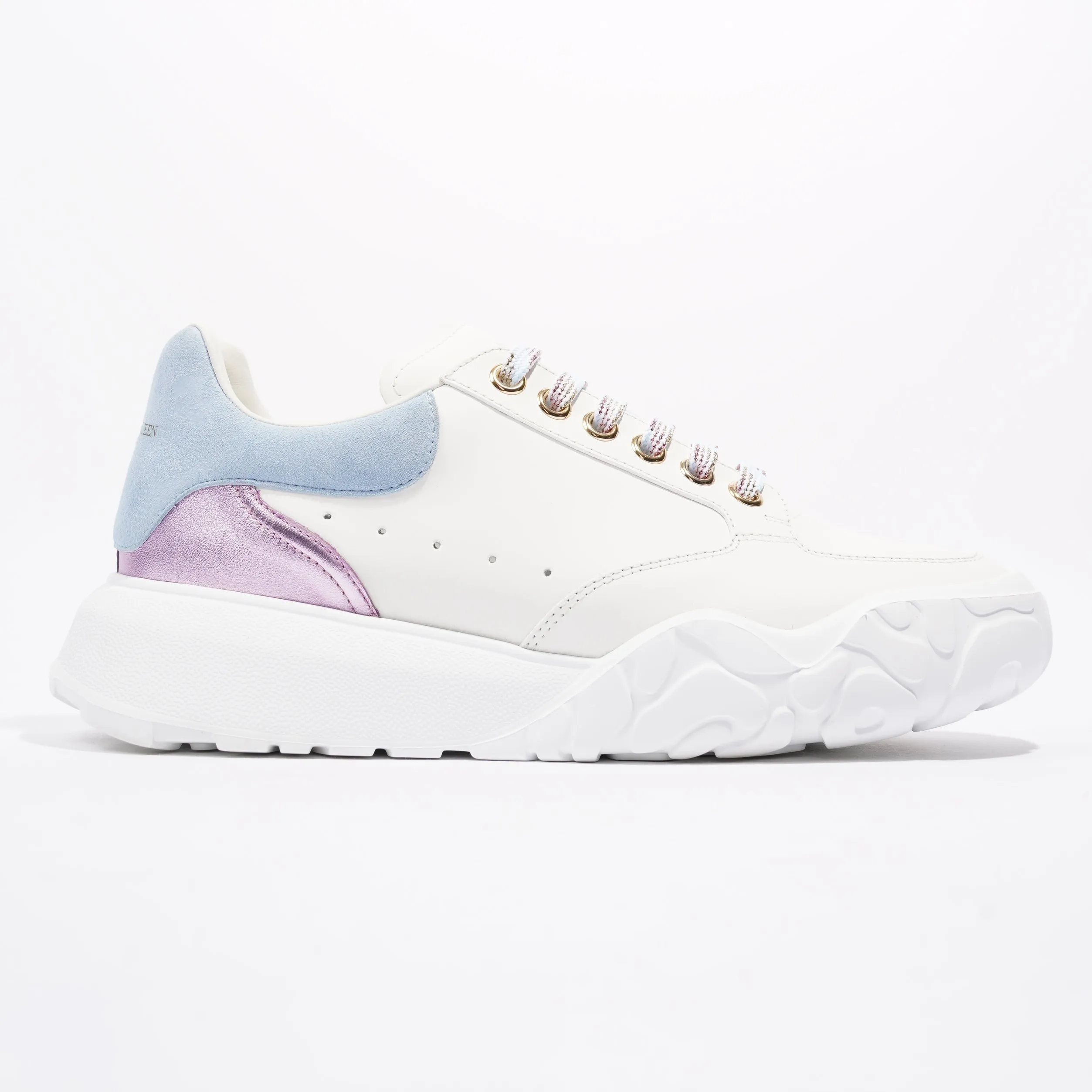 Alexander McQueen Oversized Court Sneaker White / Light Blue / Pink Leather EU 40 UK 7