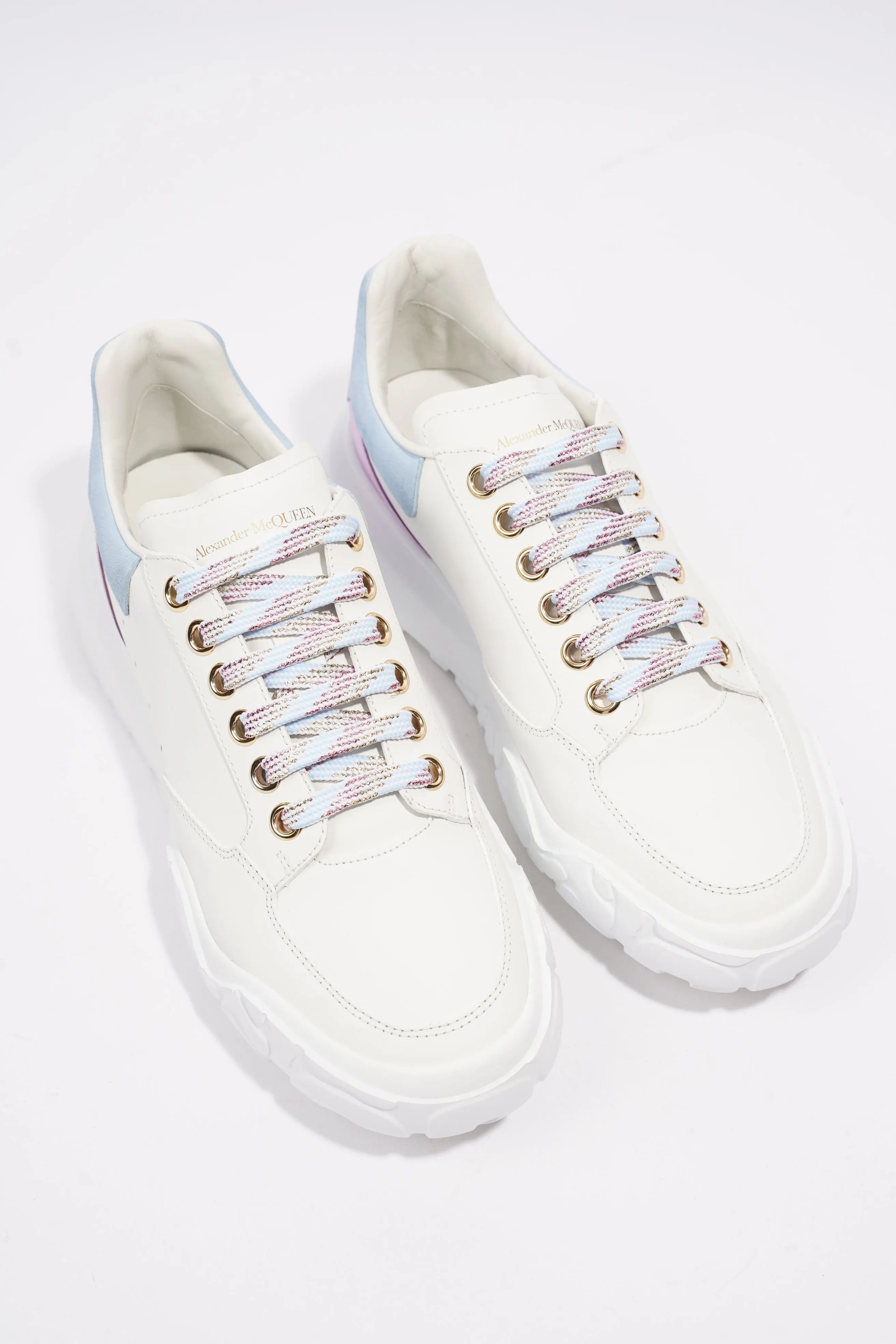 Alexander McQueen Oversized Court Sneaker White / Light Blue / Pink Leather EU 40 UK 7