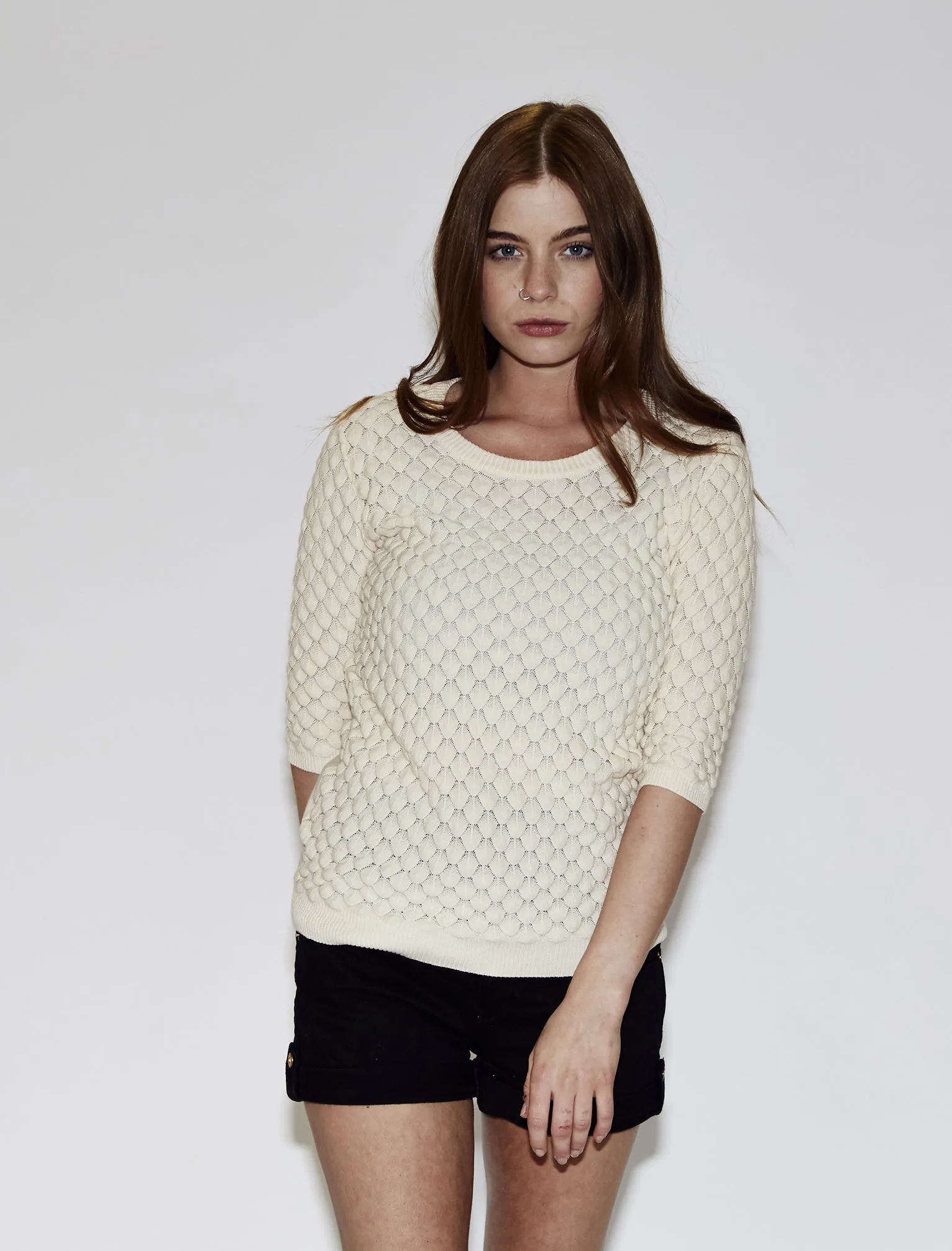 Amara Reya cotton crew neck white jumper