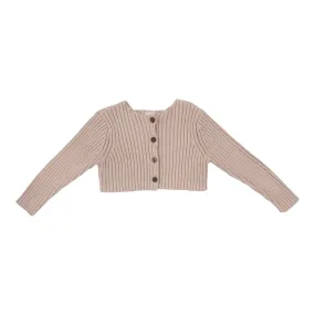 ANALOGIE PINK RIBBED KNIT CROPPED CARDIGAN