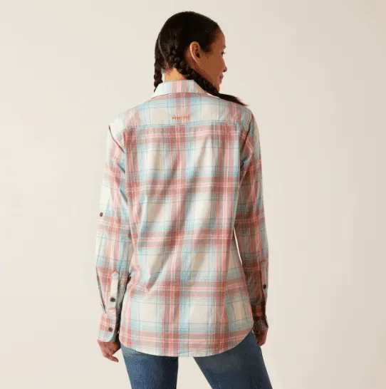 Ariat Women's Rebar Vanilla Ice Plaid Made Tough DuraStretch Long Sleeve Work Shirt 10048720