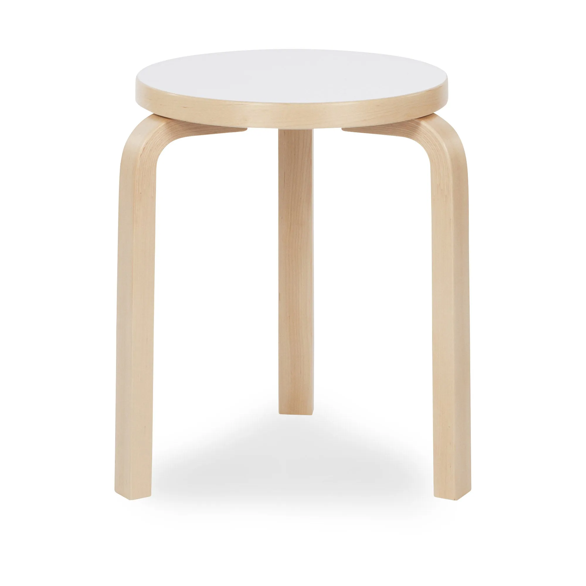 Artek Aalto Stacking Stool 60 - White/ Birch