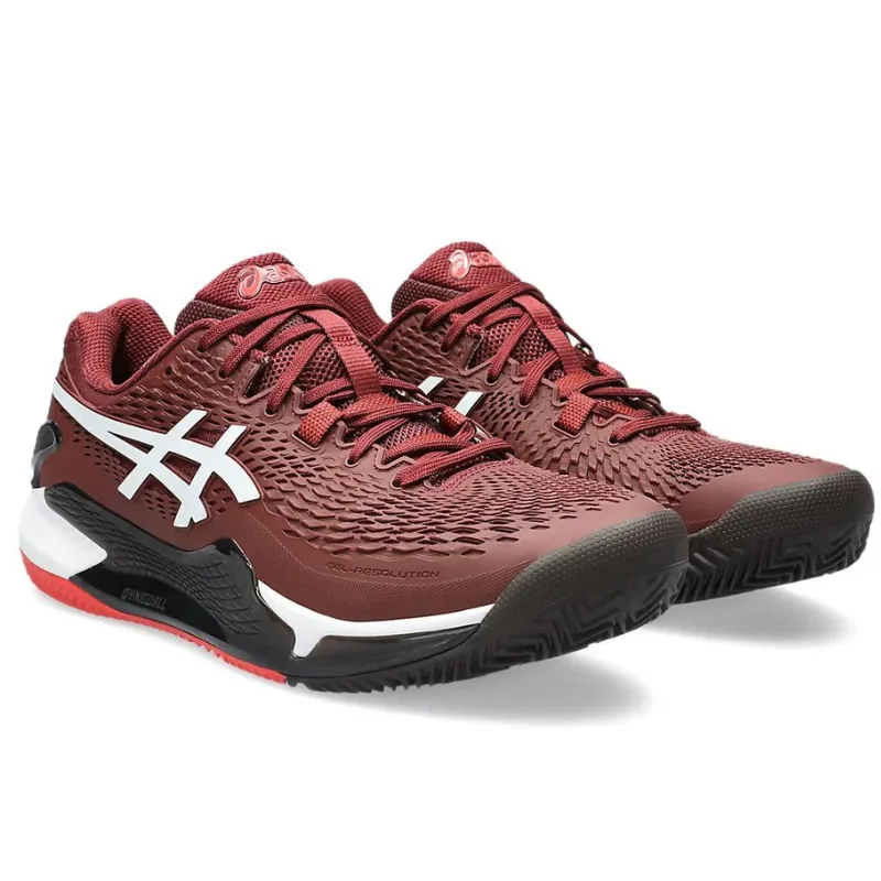 Asics Gel Resolution 9 Clay Men Tennis Shoes -  Antique Red/White