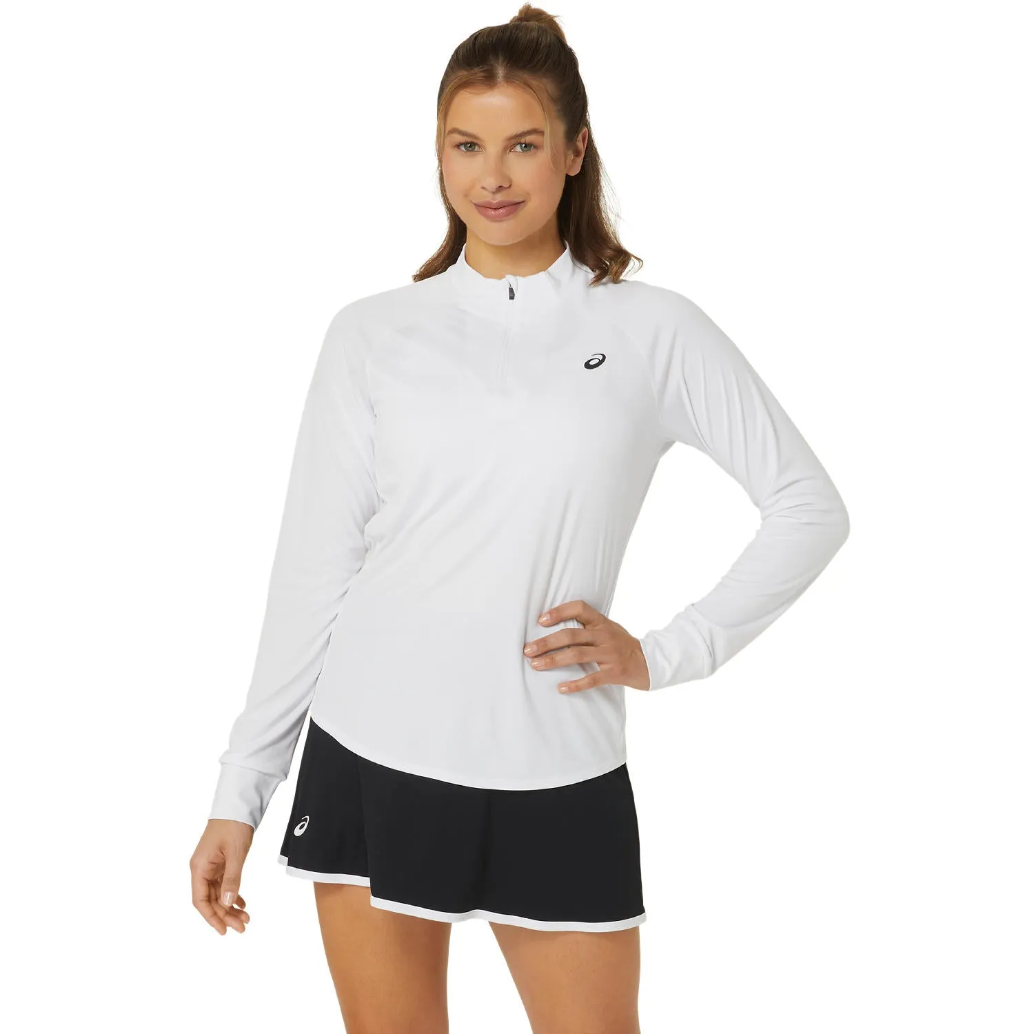 Asics Top Court LS Half Zip Dames Wit