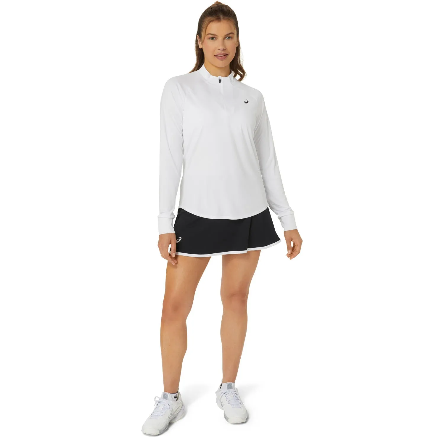 Asics Top Court LS Half Zip Dames Wit