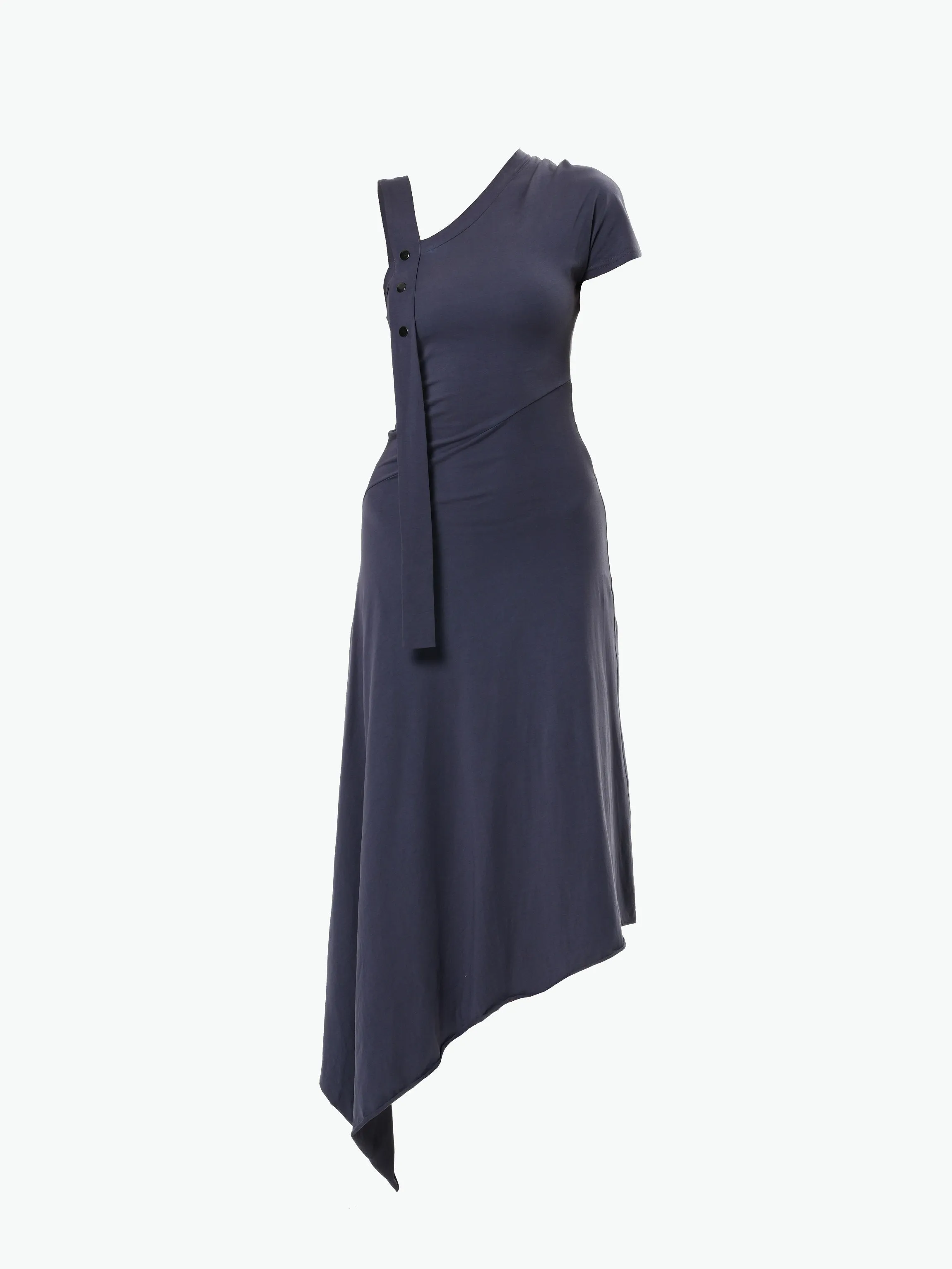 Asymmetric Cotton Gray Dress