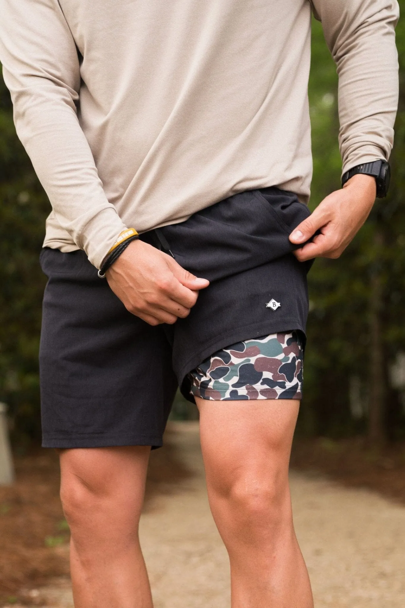 Athletic Short - Heather Black - Throwback Camo Liner