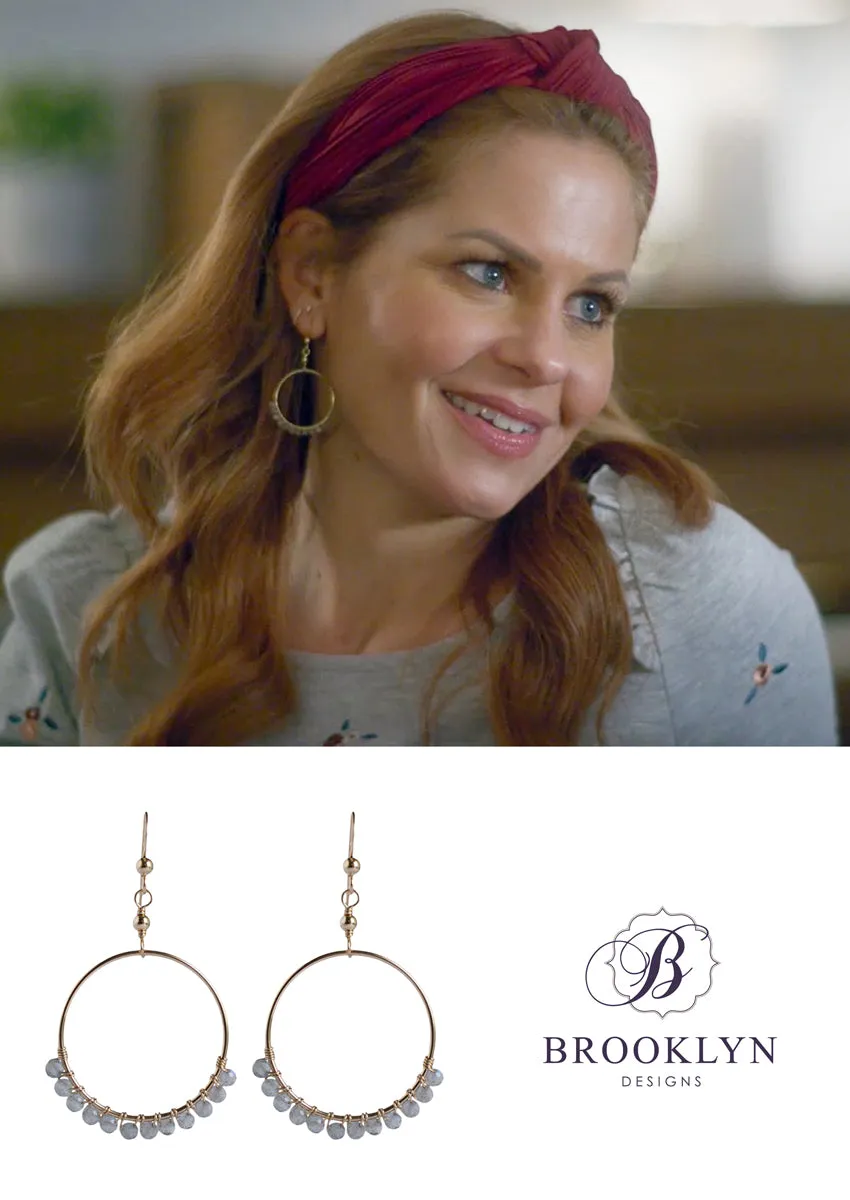 Audrina Labradorite Small Gold Hoops *As Seen On Candace Cameron Bure*