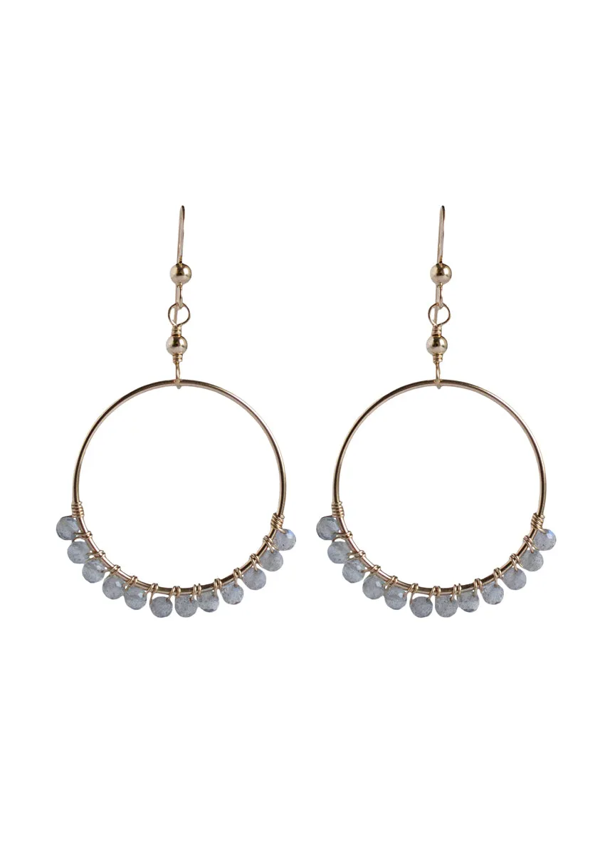 Audrina Labradorite Small Gold Hoops *As Seen On Candace Cameron Bure*