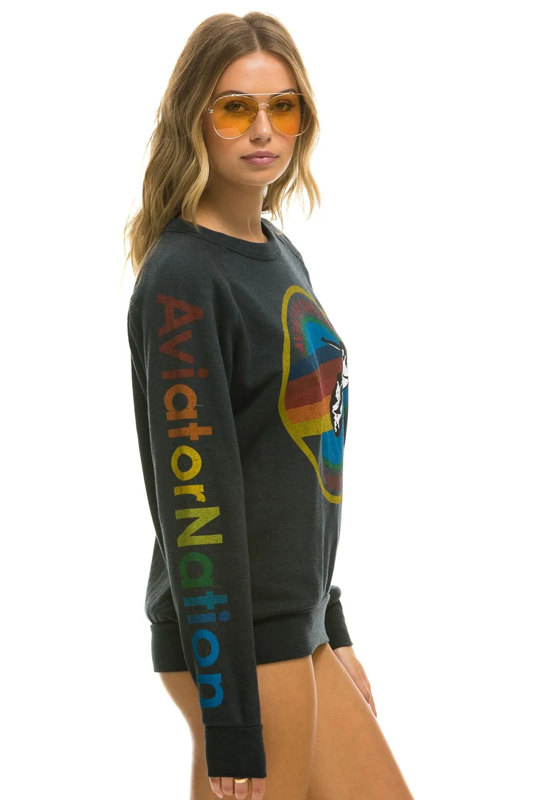 AVIATOR NATION HAMPTONS CREW SWEATSHIRT - CHARCOAL