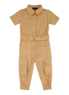 Baby Girls 12-24M Belted Short Sleeve Utility Jumpsuit