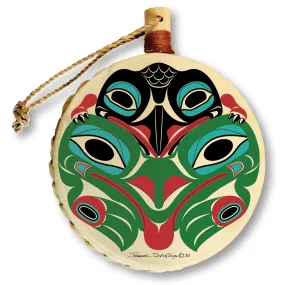 Baby Raven Frog - Holiday Drum Ornament