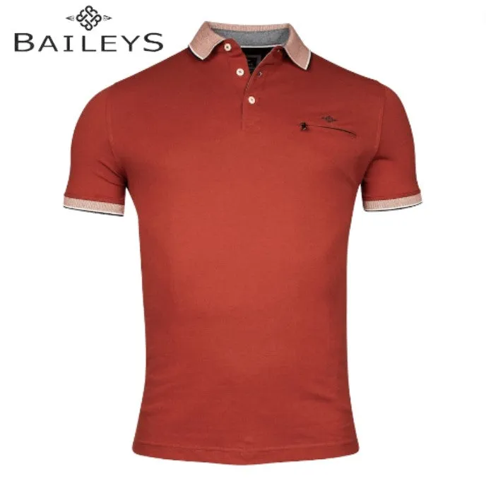 Baileys Contrast Collar Rust Pique Polo Orange