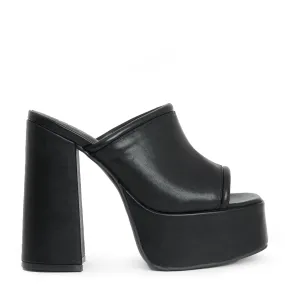 Balsa Black Heeled Mules