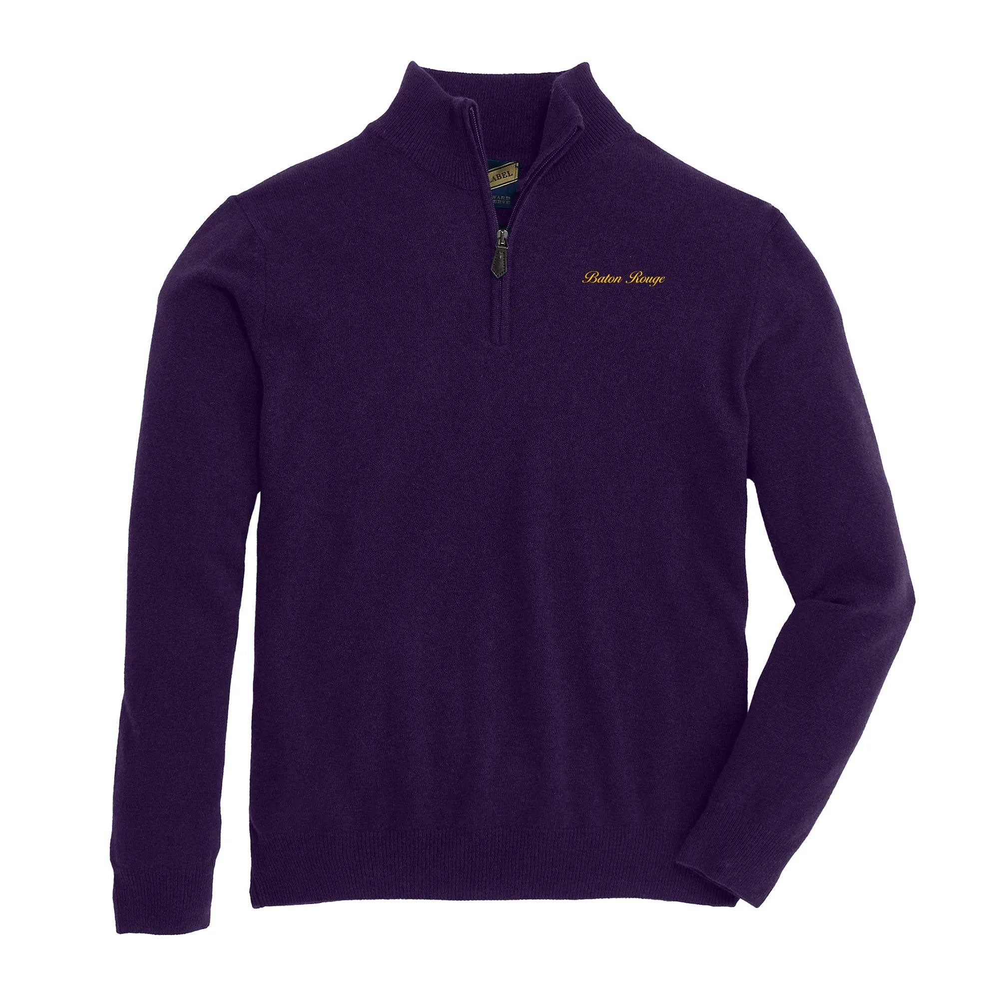 Baton Rouge Town Script James Cashmere 1/4 Zip - Loganberry