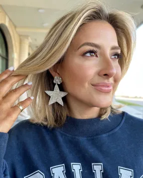 Beaded Silver Star Earrings