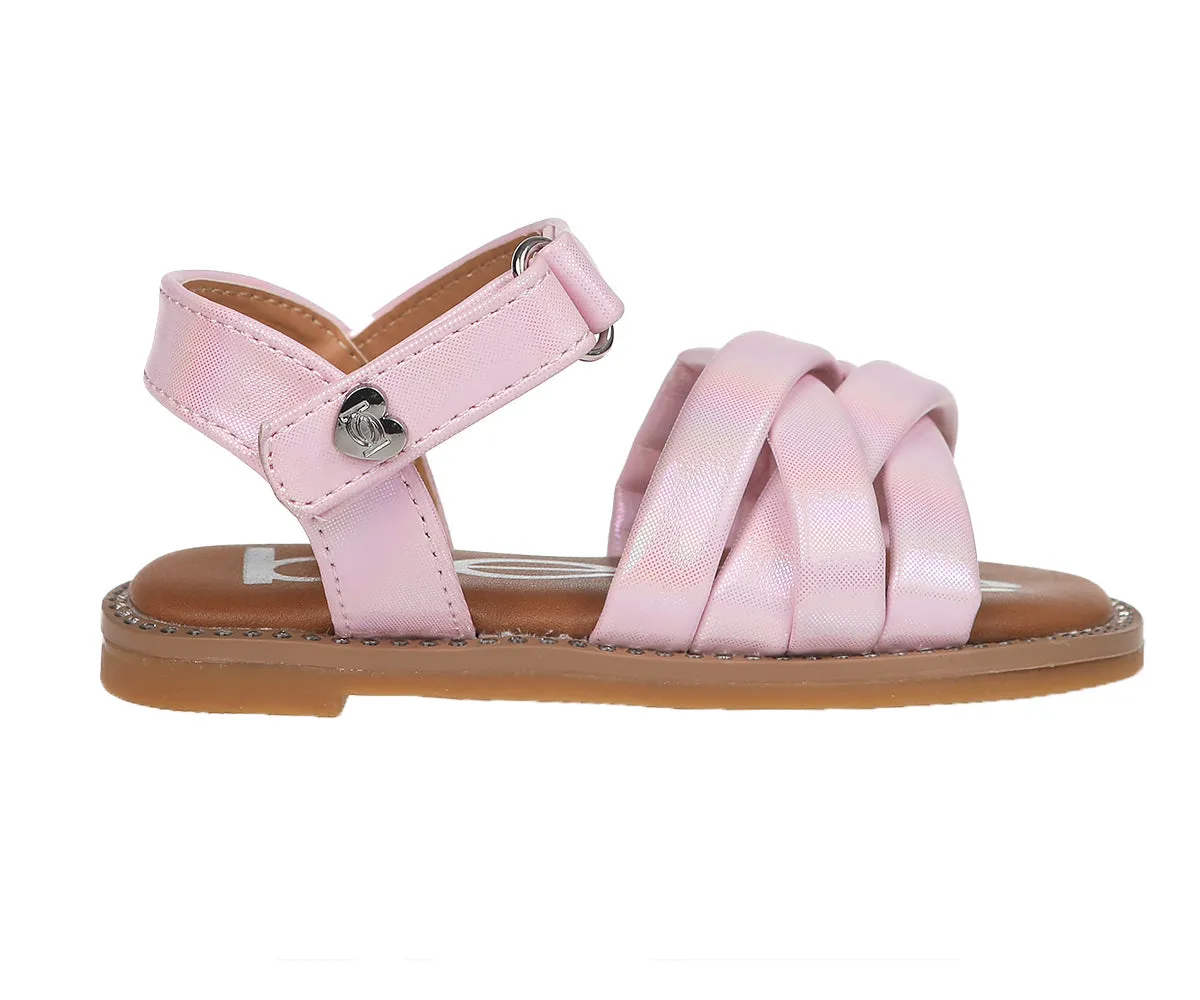 bebe Girl's Simple and Comfy Flat Sandals with Braided Straps - Flat Sandals for Toddler