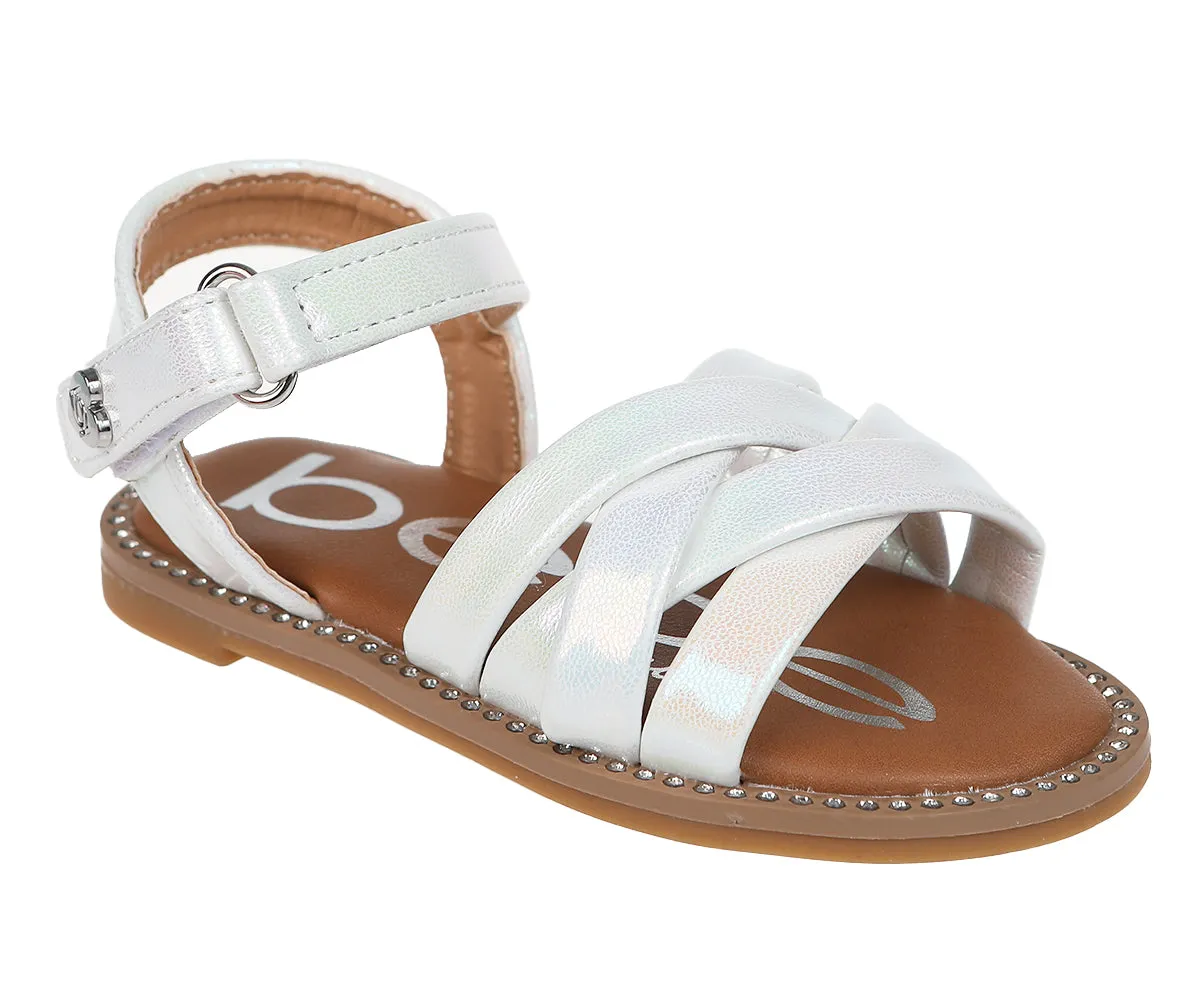 bebe Girl's Simple and Comfy Flat Sandals with Braided Straps - Flat Sandals for Toddler