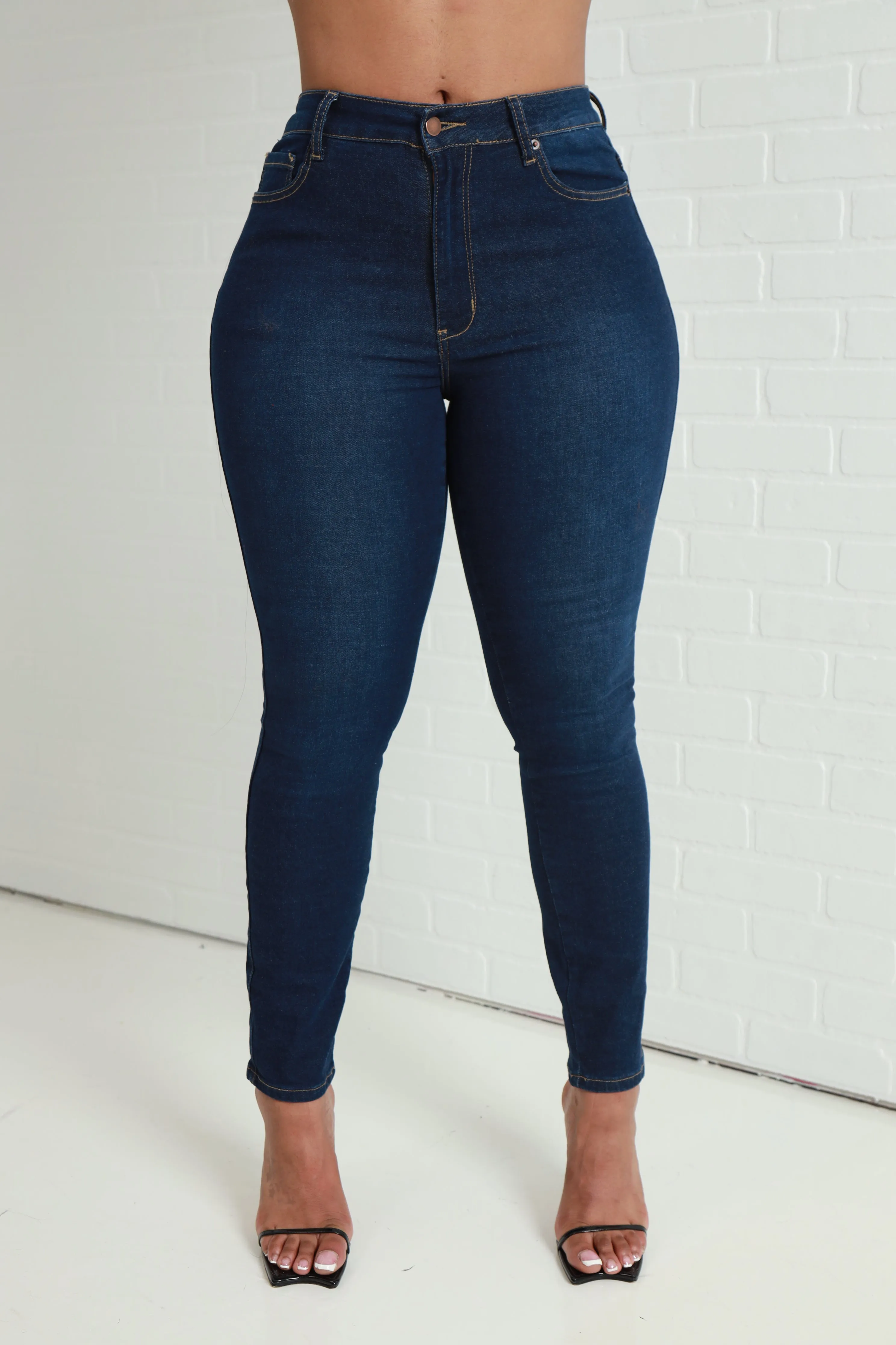 Been Awhile Hourglass High Rise Stretchy Jeans - Dark Wash