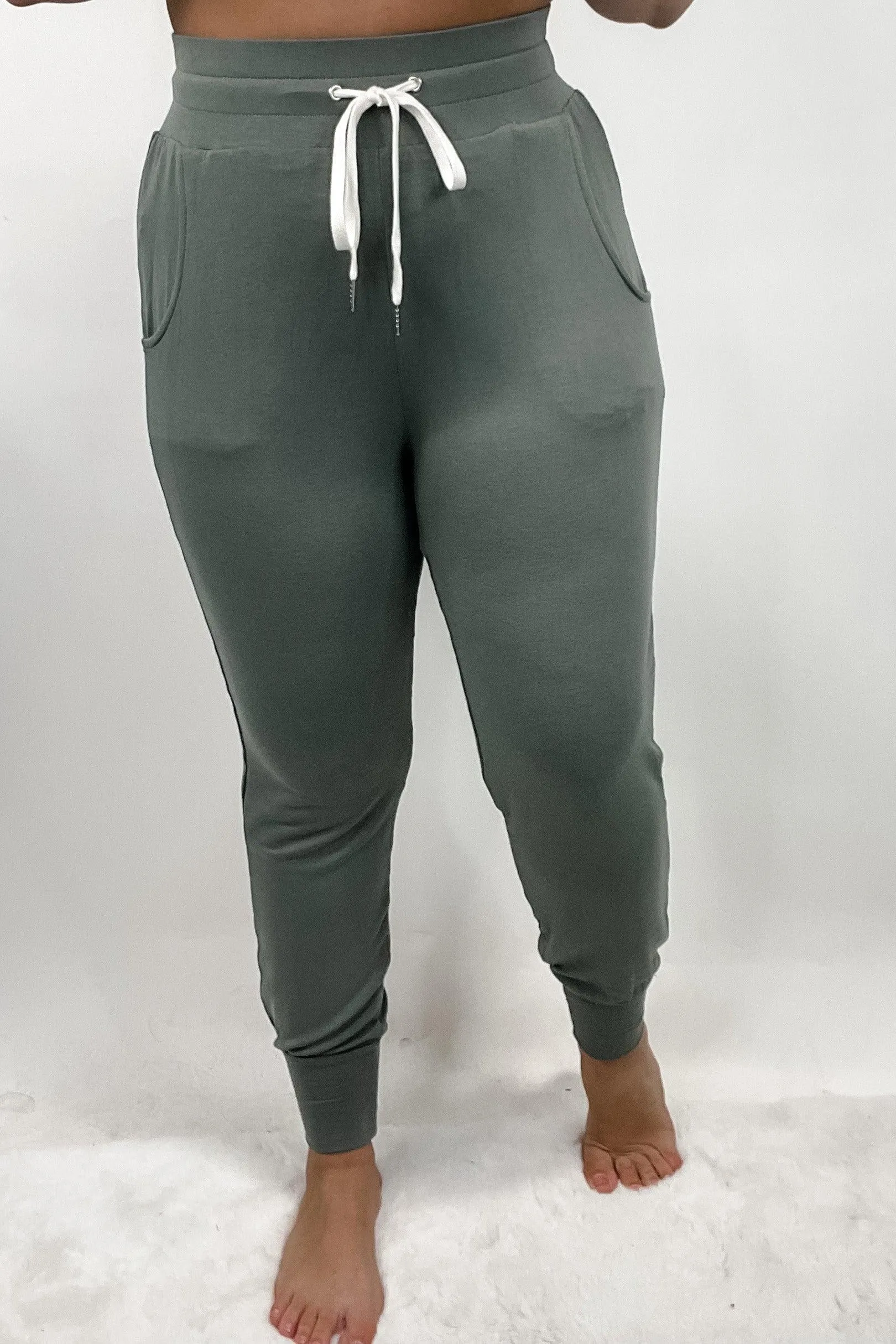 Being Sleek- {Black, Camel, Olive, Peach & Teal} Drawstring Joggers