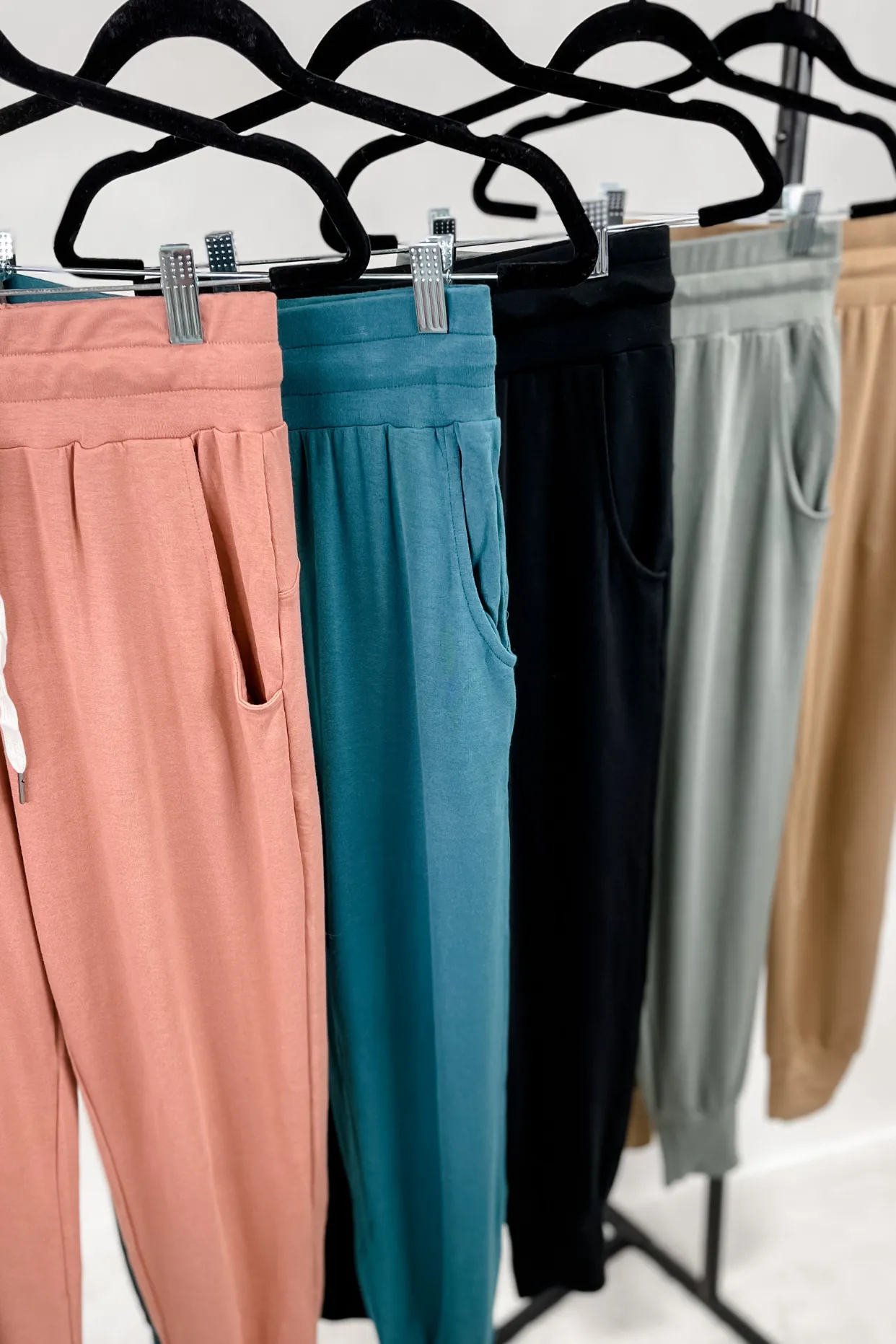 Being Sleek- {Black, Camel, Olive, Peach & Teal} Drawstring Joggers