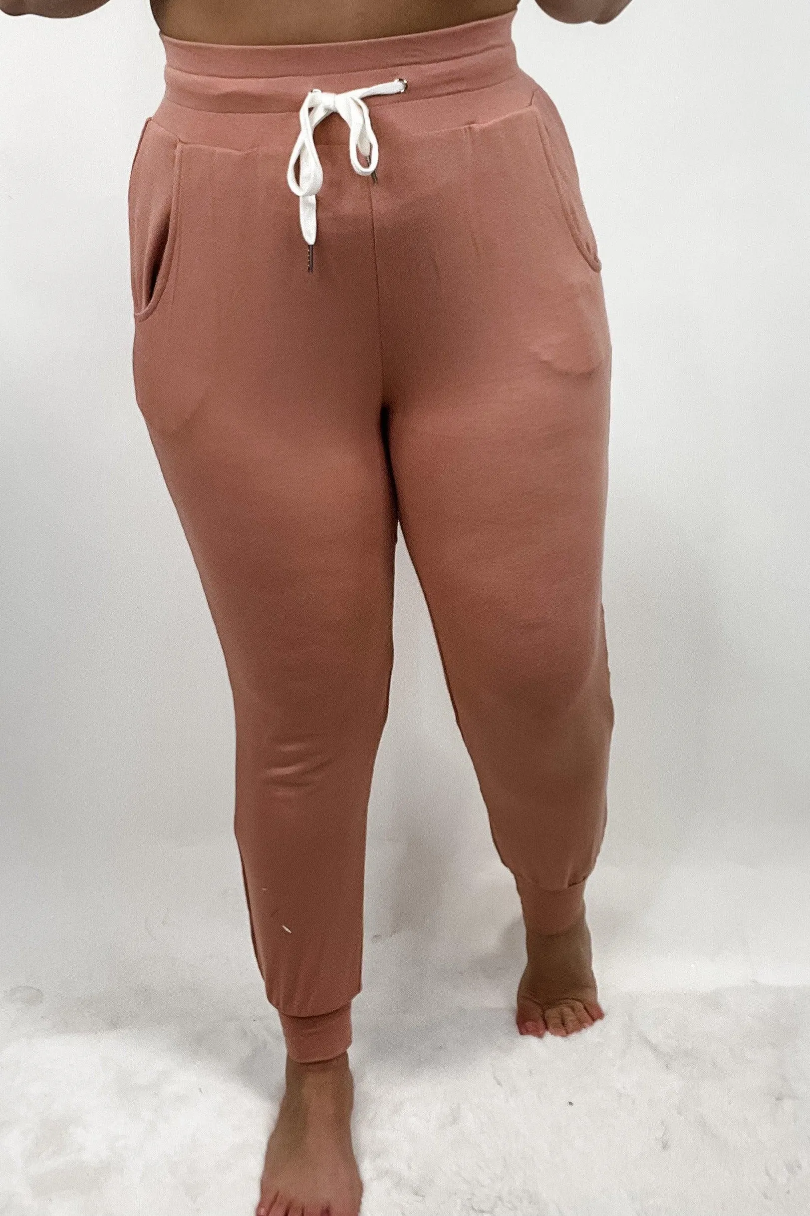 Being Sleek- {Black, Camel, Olive, Peach & Teal} Drawstring Joggers