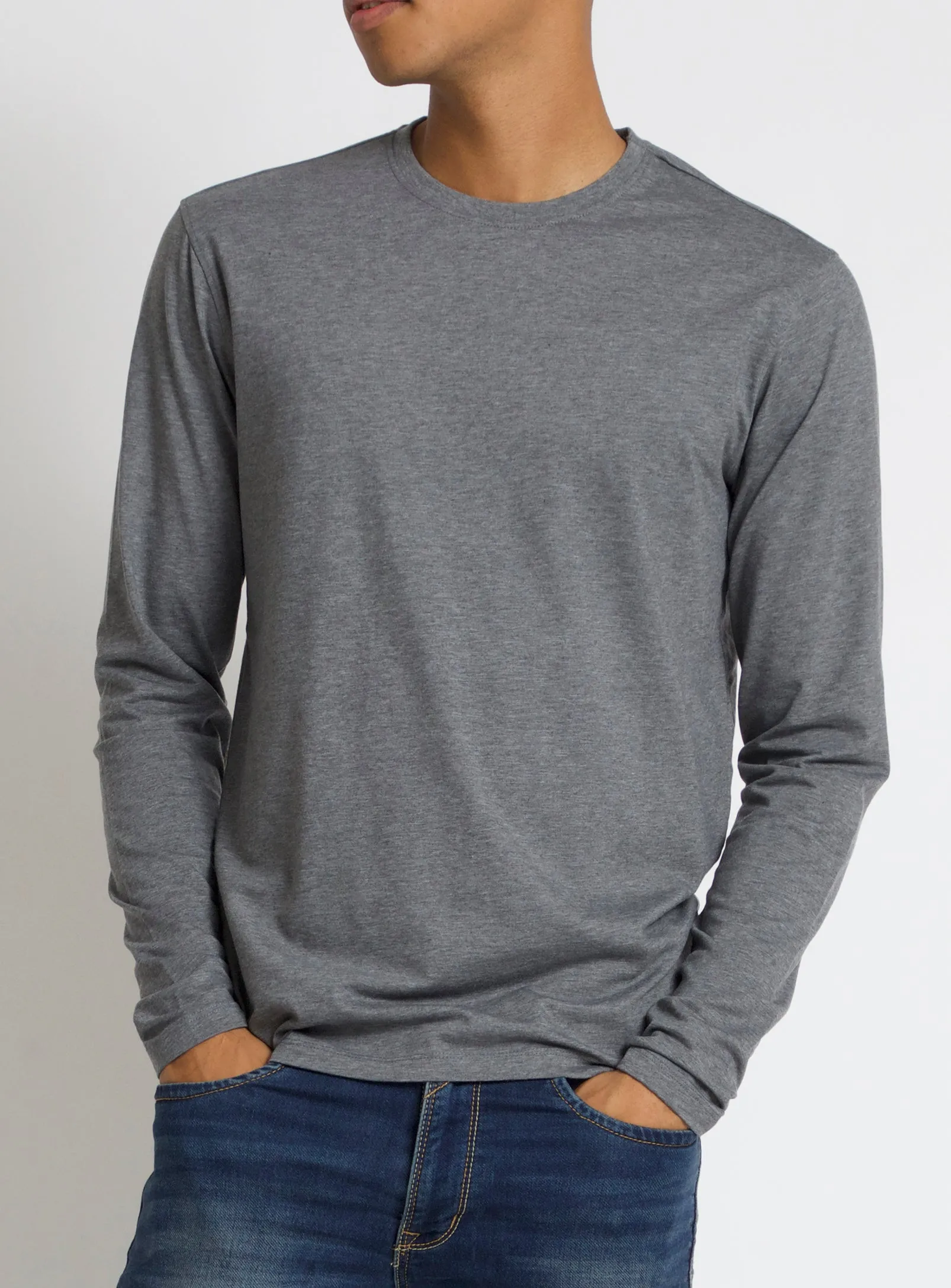 BEL | Stretch Organic long sleeve basic Crewneck || BEL | Ras du cou stretch basique bio à manches longues